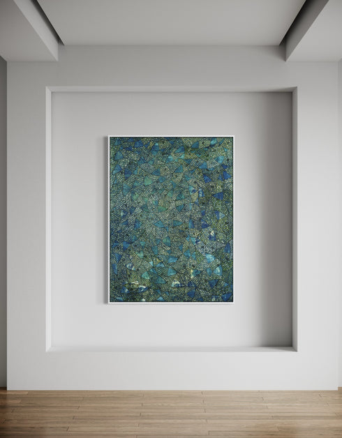 Blue Green Sardines | Framed Giclee Print on Canvas